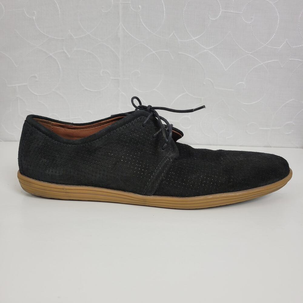 Zara Mens Shoes Size 11 Black Suede Low Top Lace-Up Classic Flats